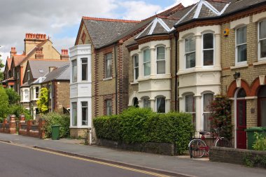 A row of characteristic English cottages in Cambridge, UK clipart