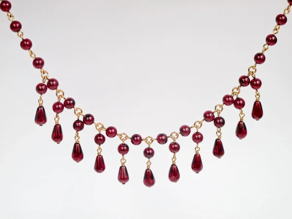 Red garnet necklace — Stock Photo, Image