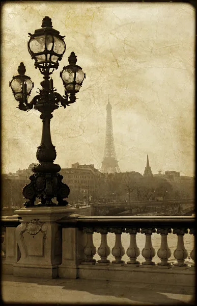 Lamppost on the bridge of Alexandre III in Paris, France Stock Photo