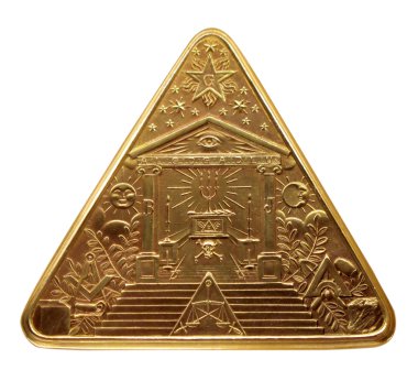 Cover of freemason's golden pocket watch manufactured in 1925 in Genev clipart