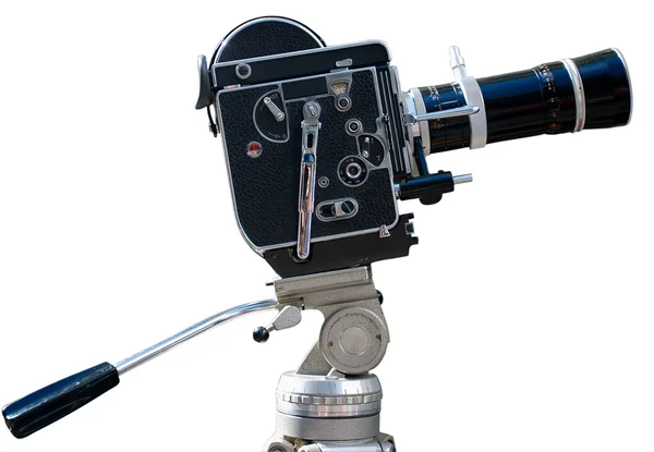 Винтажная кинокамера, изолированная на белом — стоковое фото