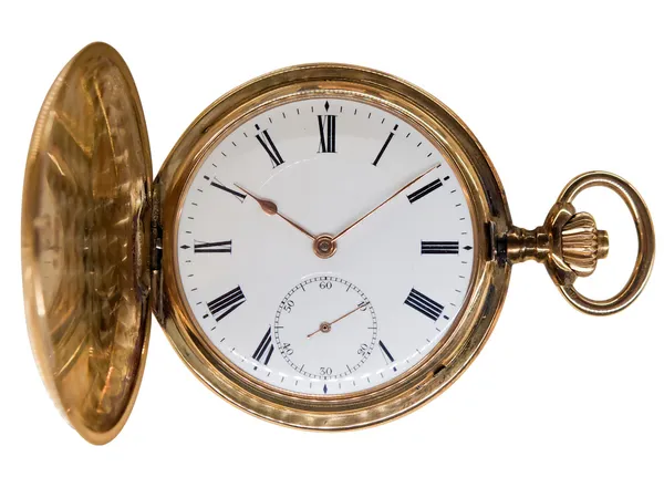 Vintage relógio de bolso dourado, idade 1912, da Suíça, isolat — Fotografia de Stock