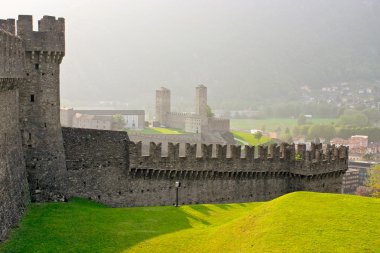 Walls of the medieval castle Montebello in Bellinzone, Switzerla clipart