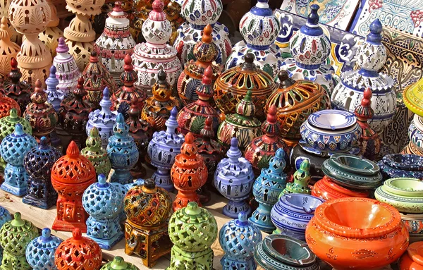 Colorful Oriental Pottery Bazaar Tunisia — Stock Photo, Image