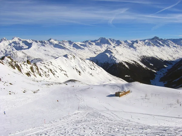 Σκι Πλαγιά Στο Σκι Θέρετρο Davos Ελβετία — Φωτογραφία Αρχείου
