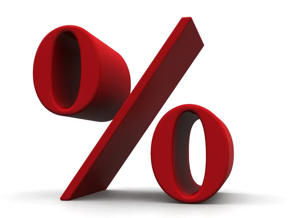 Rode procentteken geïsoleerd op de witte achtergrond — Stockfoto
