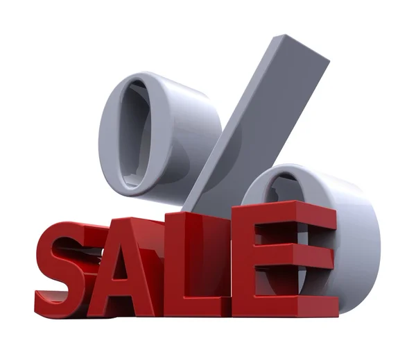 3D znak sprzedaż i procent na białym tle nad białym — Zdjęcie stockowe