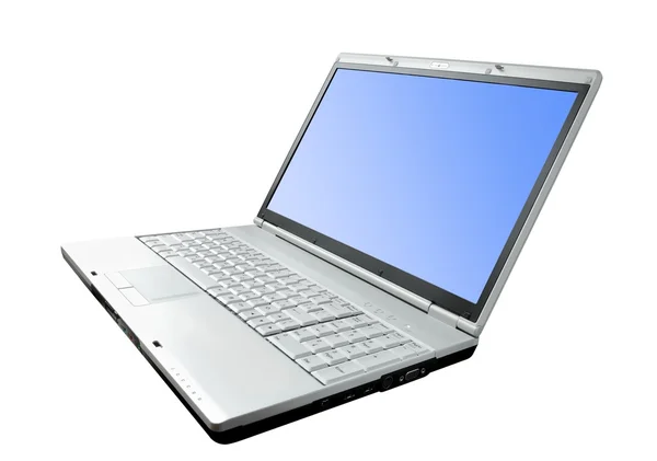 白色背景上孤立的现代笔记本电脑 — 图库照片
