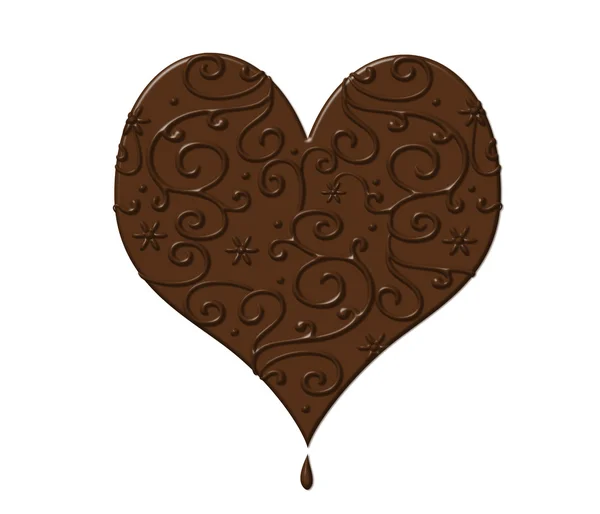 Красивый Шоколад Сердце Валентина Изолированы Белом — стоковое фото