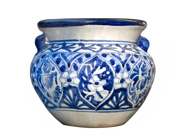 stock image Mexican Talavera Blue Pot