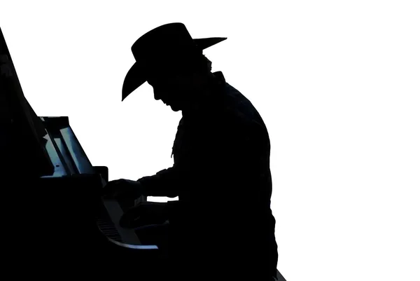 Cowboy Pianista Silhouette — Foto Stock