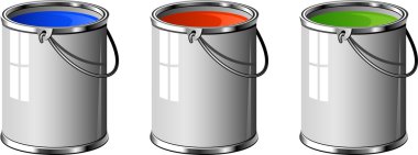 Three buckets of paint clipart