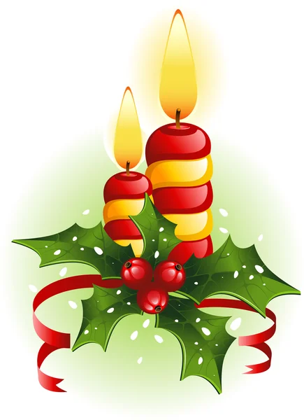 圣诞蜡烛和霍利 — 图库矢量图片