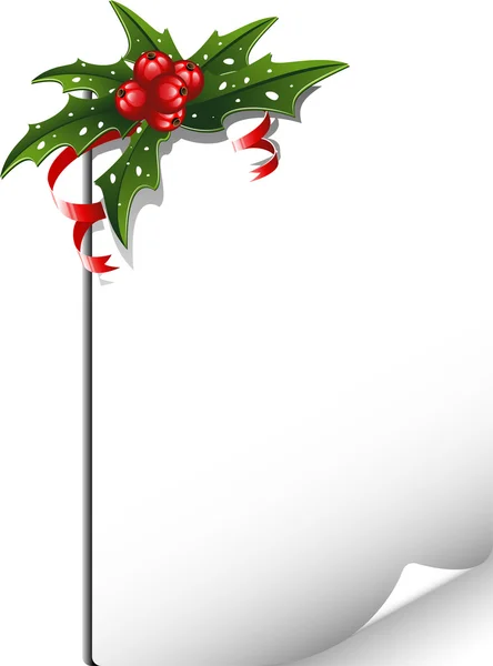 Vánoční pozadí: papír zdobený cesmínou — Stockový vektor