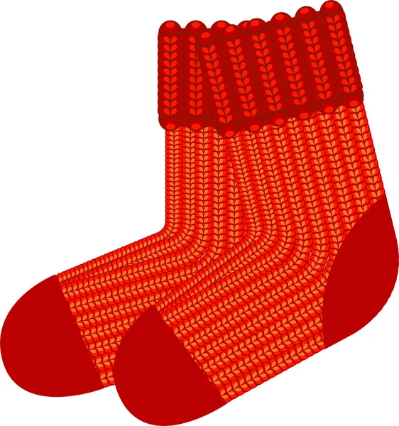 Rote Stricksocken aus Wolle — Stockvektor