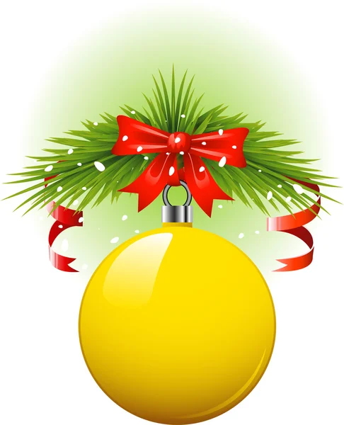 Žlutý vánoční míč — Stockový vektor