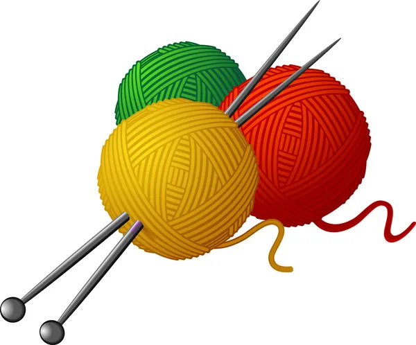 Skeins of wool and knitting needles — Stock Vector