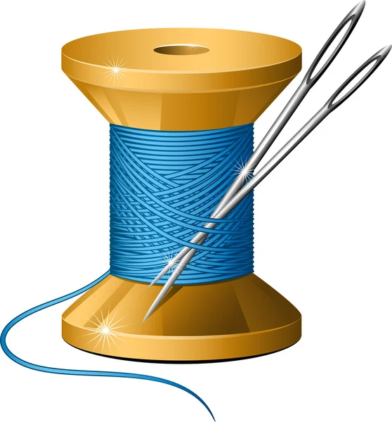 Spool of thread and needles — Stock Vector