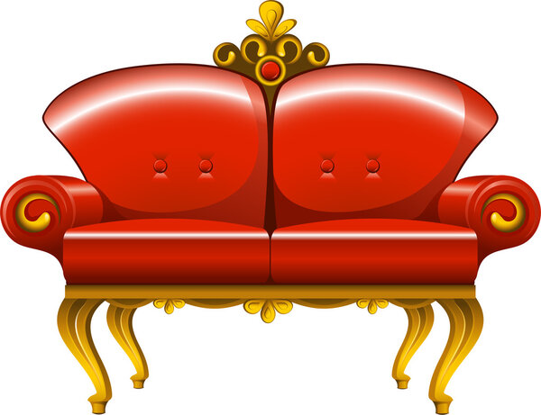 Красный винтажный диван
