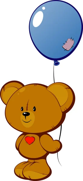 泰迪熊与红色的心和气球 — 图库矢量图片