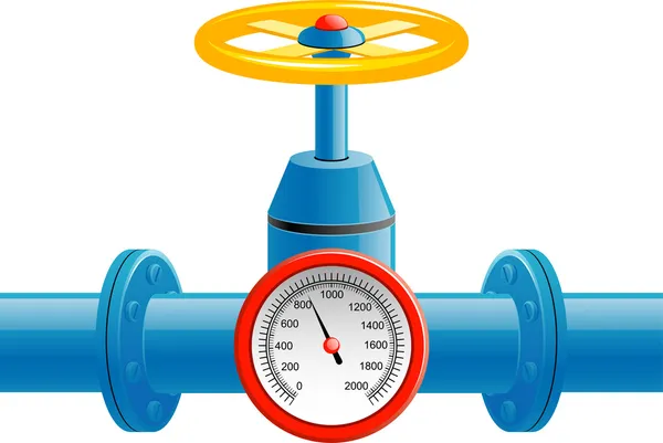 Rury zawór i ciśnienia gazomierza — Wektor stockowy