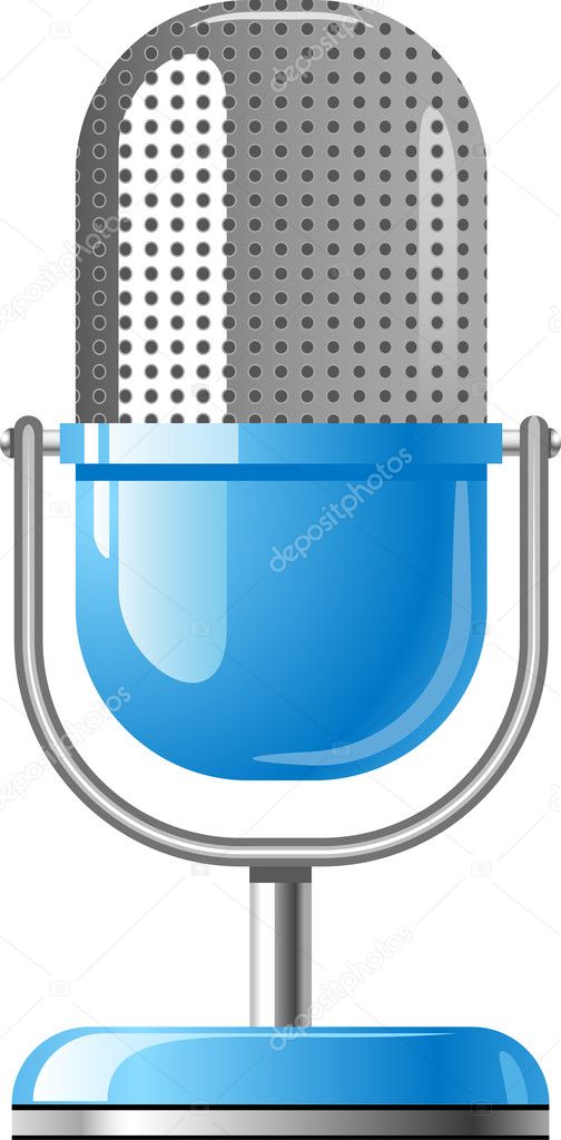 Blue Vector Microphone over white. EPS 8, AI, JPEG