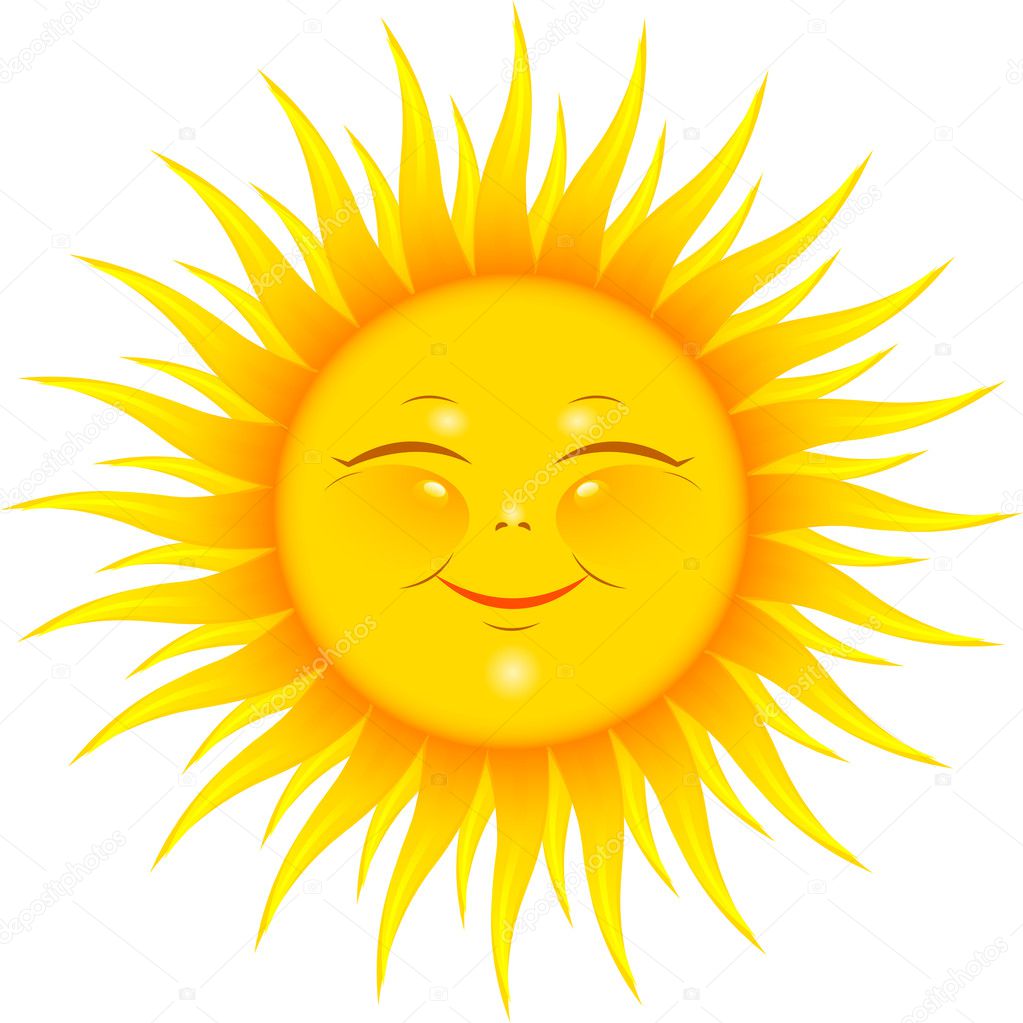 Vector Smiling Sun over white. EPS 8, AI, JPEG