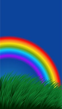 Background with grass and a rainbow clipart