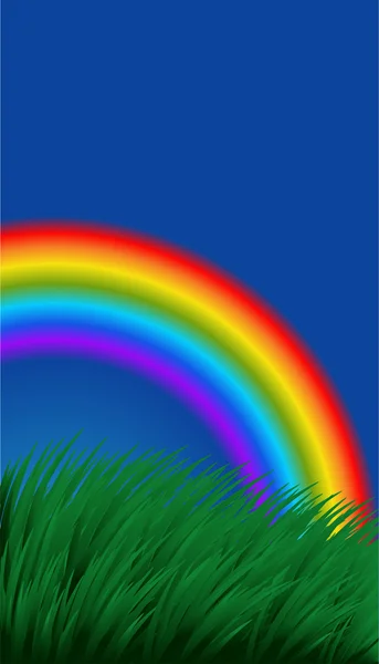 草和彩虹背景 — 图库矢量图片