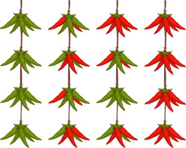 Peppers hanging on a rope clipart