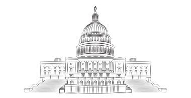 Capitol hill outline vector illustration clipart