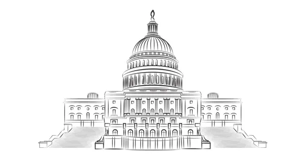 Capitol hill outline vector illustration — Stock Vector
