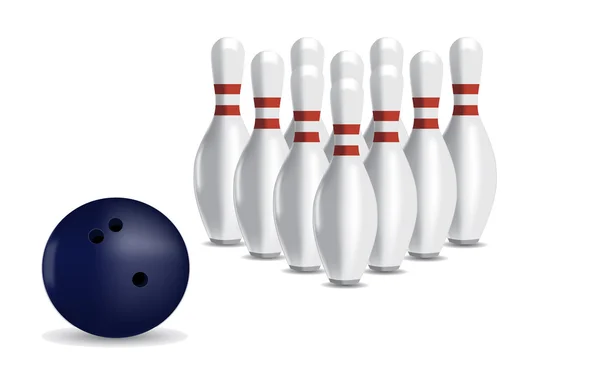 Boule de bowling et quilles — Image vectorielle