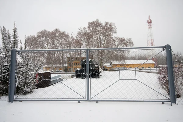 stock image Intustry park gate in winter