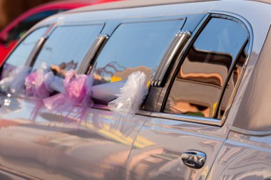 White stretch limousine for wedding clipart