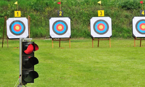 Red lamp and archery targets — Stock Photo, Image