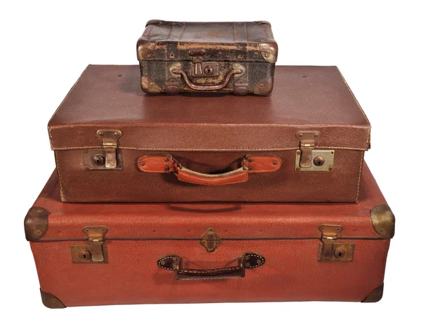 Три старий чемодан — стокове фото
