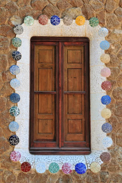 Window Detail Designed Antoni Gaudi Park Guell Barcelona Spain Part — Stock Photo, Image