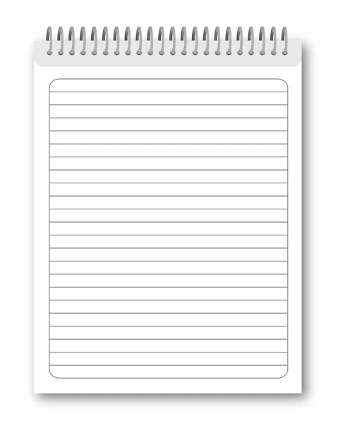Notebook espiral em branco isolado em fundo branco — Vetor de Stock