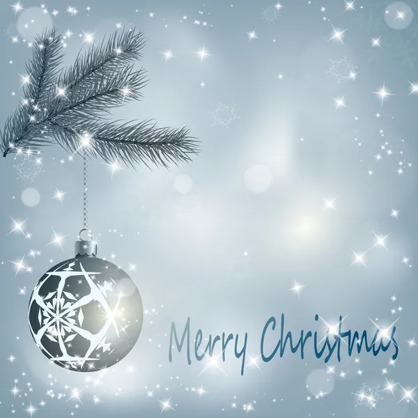 クリスマス ボールの星や雪の抽象的な背景を持つ — ストックベクタ