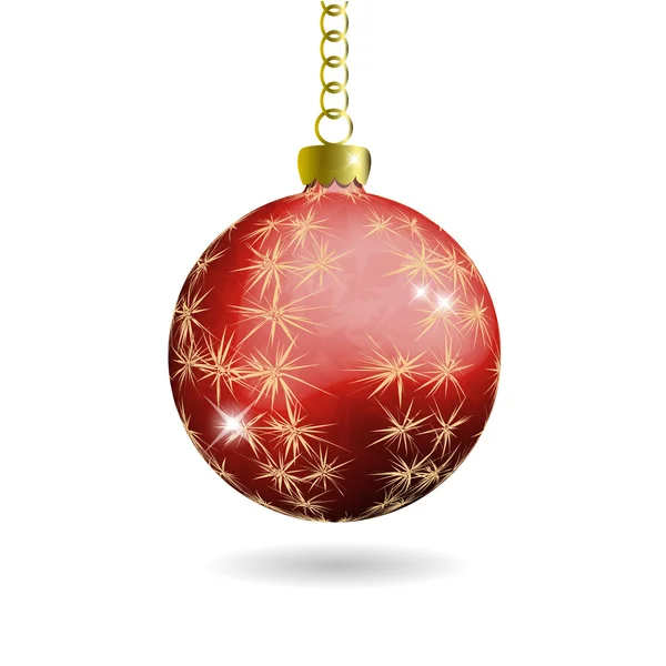 Rosso palla di Natale isolato su sfondo bianco — Vettoriale Stock