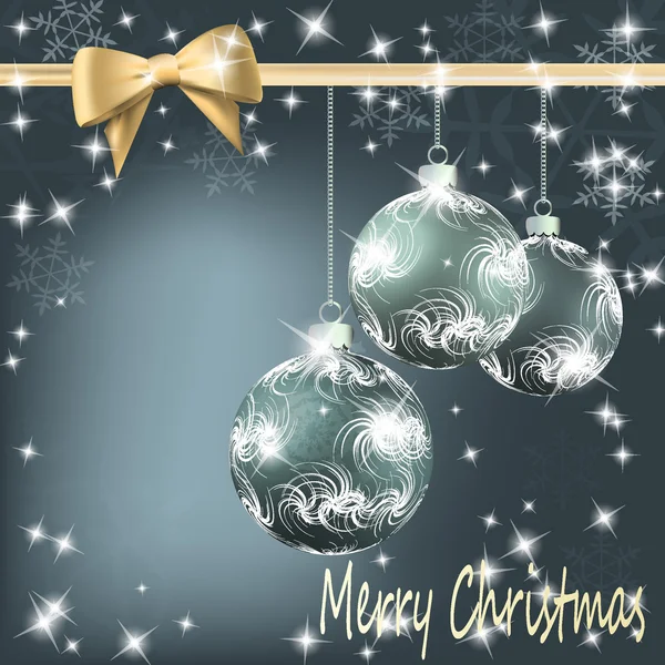 Palle di Natale con fiocco e nastro di sfondo — Vettoriale Stock