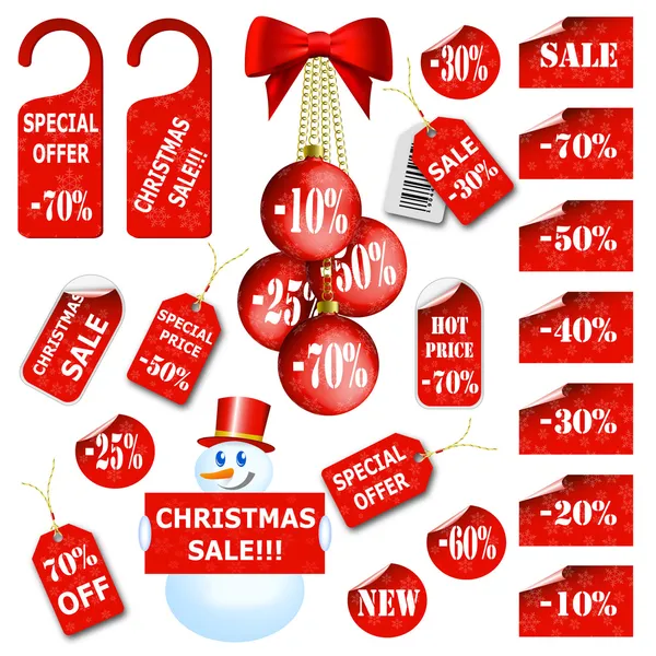 Conjunto de etiquetas e rótulos de preço de Natal — Vetor de Stock