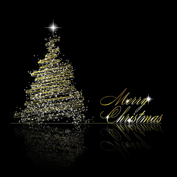 金色圣诞树的金丝带和黑 b 上的星星 — 图库矢量图片