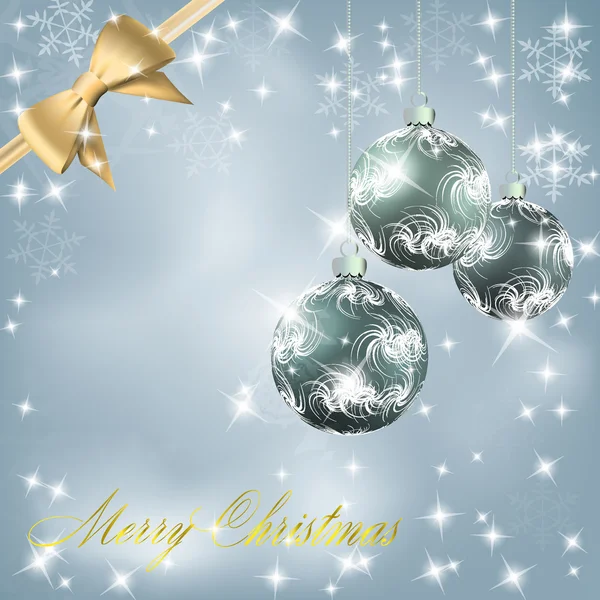 Boules de Noël avec arc et ruban arrière-plan — Image vectorielle