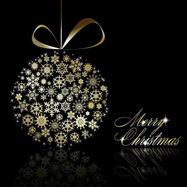 Золотой рождественский шар из золотых снежинок со звездами на бла-бла — стоковый вектор