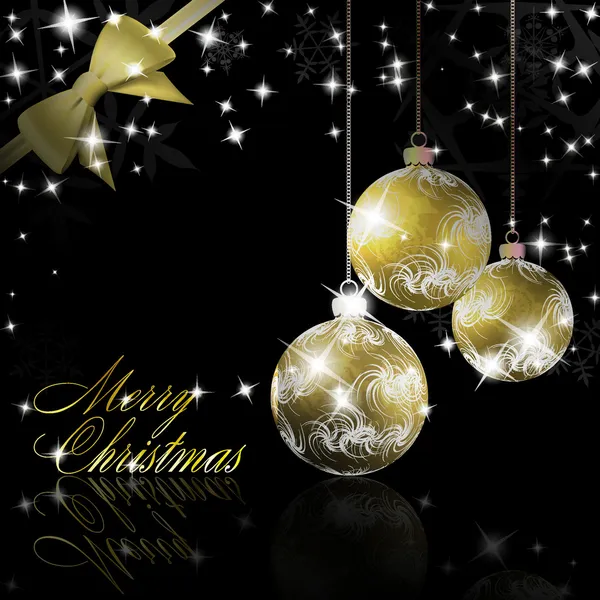 Boules de Noël avec arc et ruban arrière-plan — Image vectorielle