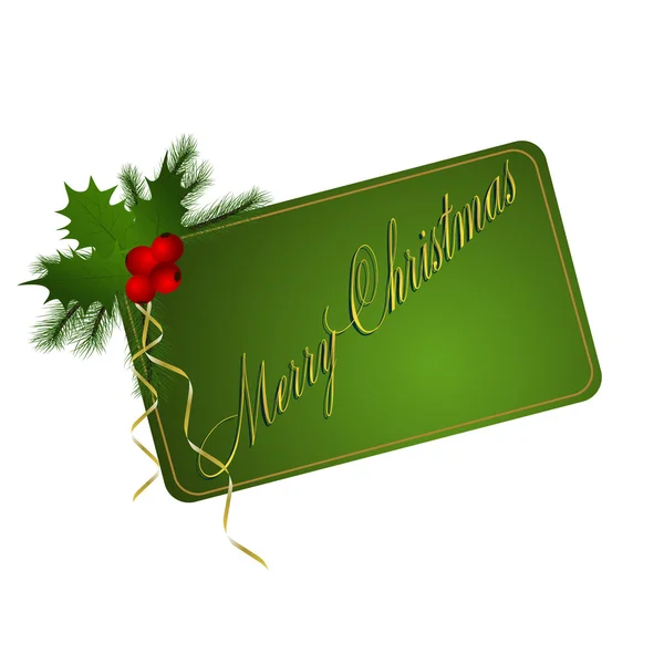 Biglietto verde Buon Natale su sfondo bianco — Vettoriale Stock