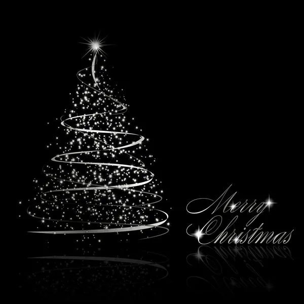黒の背景上に抽象的な銀クリスマス ツリー — ストックベクタ