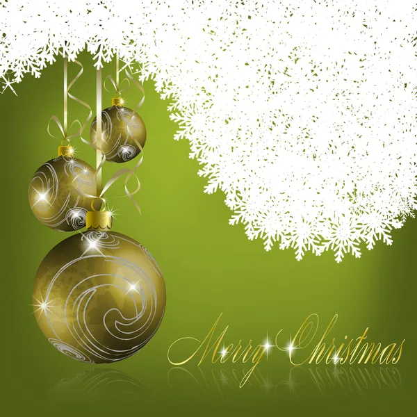 緑のメリー クリスマスのグリーティング カード — ストックベクタ